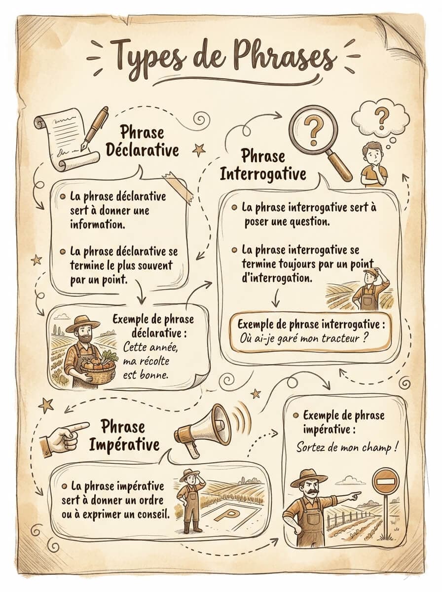 Infographie Grammaire - Types de phrases